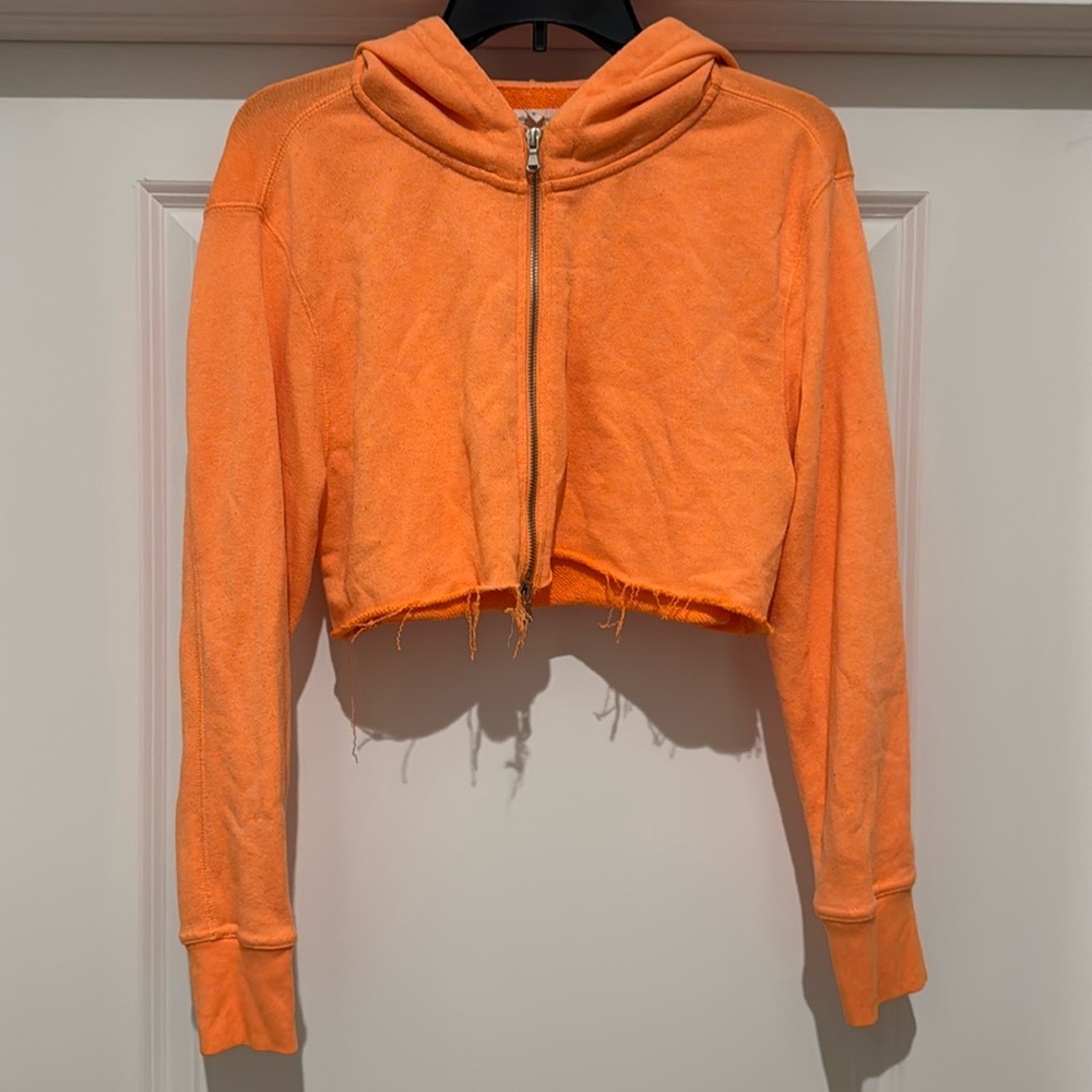 Urban outfitters vintage wash crop zip up hoodie